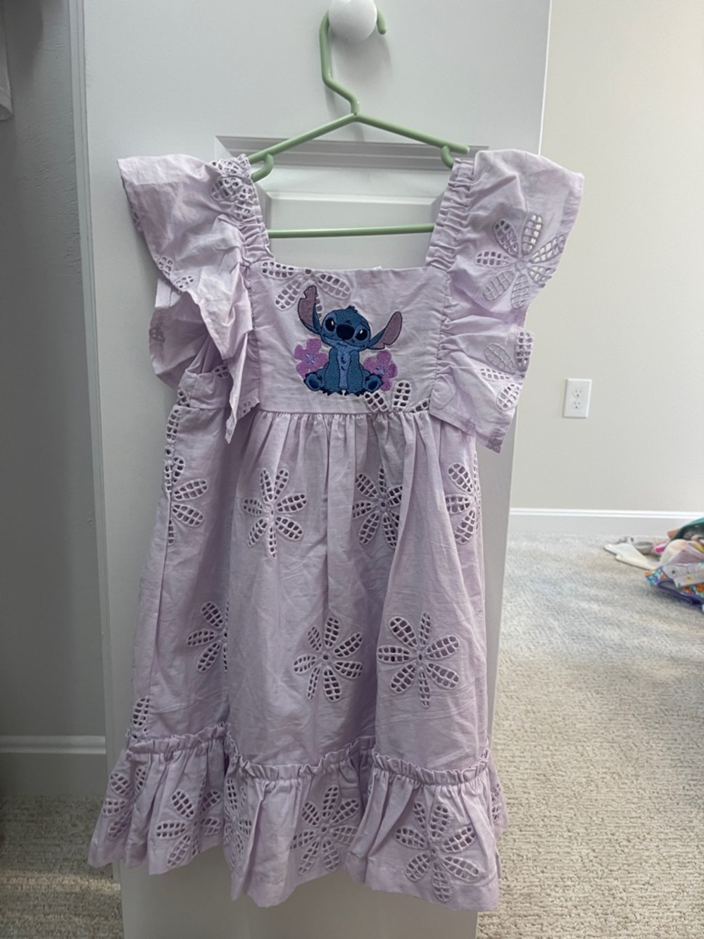Disney Lavender Eyelet Dress with Stitch Embroidery